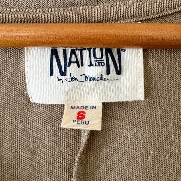 Nation Ltd Layla Tee Mini Dress Taupe Scoop Neck Cotton Blend Small Made in Peru - Picture 6 of 10